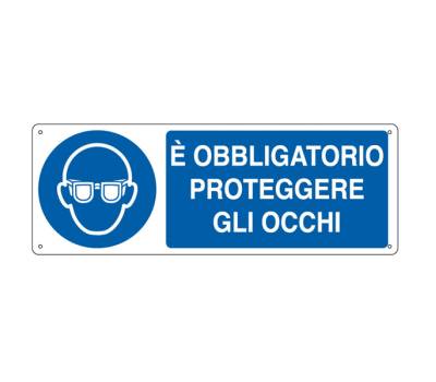 Cartello segnalatore - 35 x 12,5 cm - E' OBBLIGATORIO PROTEGGERE GLI OCCHI - alluminio - Cartelli Segnalatori - E1901K - 8798120119017 - DMwebShop