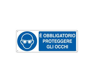 Cartello segnalatore - 35 x 12,5 cm - E' OBBLIGATORIO PROTEGGERE GLI OCCHI - alluminio - Cartelli Segnalatori - E1901K - 8798120119017 - DMwebShop