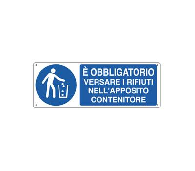 Cartello segnalatore - 35 x 12,5 cm - 'E' OBBLIGATORIO VERSARE I RIFIUTI' - alluminio - Cartelli Segnalatori - E1946K - 8798180719462 - DMwebShop
