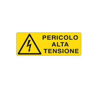 Cartello segnalatore - 35 x 12,5 cm - PERICOLO ALTA TENSIONE - alluminio - Cartelli Segnalatori - E1734K - 8798230217344 - DMwebShop