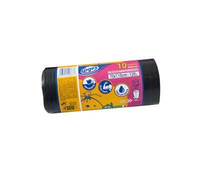 Sacchi per immondizia - 70 x 110 cm - 120 lt - 43 micron - nero rotolo da 10 sacchetti - Logex Professional - C4LX-1918 - 8003350528677 - DMwebShop