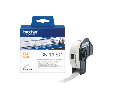 Rotolo 400 Etichette 17 x 54 mm - nero-bianco - Brother - DK-11204 - 4977766628167 - DMwebShop Rotolo 400 Etichette 17 x 54 mm - nero-bianco - Brother - DK-11204 - 4977766628167 - DMwebShop