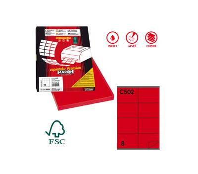 Etichette adesive C 502 in carta permanenti 105 x 72 mm 100 fogli rosso - 12569