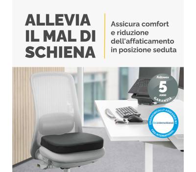 Cuscino Breyta Comfort - 6 x 43 x 43 cm - in tessuto - nero - Fellowes - 100119850 - 43859803040 - DMwebShop - 6