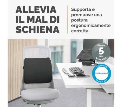 Cuscino Lombare Confort Breyta - 33 x 38 x 9 cm - in tessuto - nero - Fellowes - 100119852 - 43859803057 - DMwebShop - 4