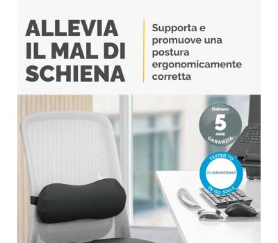 Cuscino Lombare Breyta - 17 x 35 x 6 cm - in tessuto - nero - Fellowes - 100119853 - 43859803064 - DMwebShop - 4
