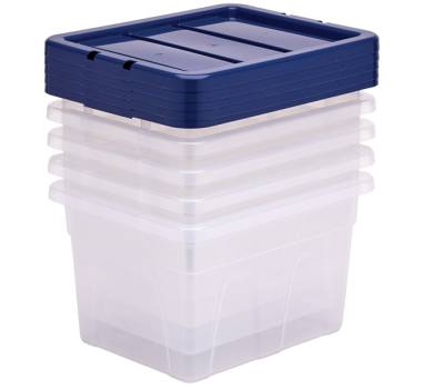 Contenitore multiuso 37 x 40 x 24,5 cm - 22 lt - PP - con coperchio blu - trasparente - Fellowes - Bankers Box - 100135771 - 43859804849 - DMwebShop - 3