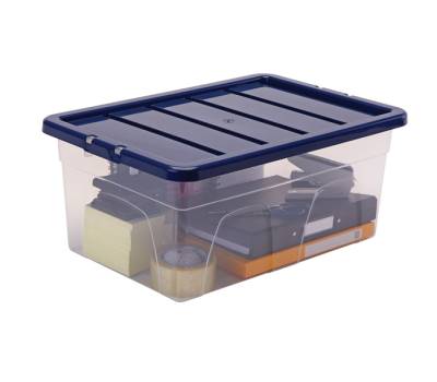 Contenitore multiuso 37 x 56 x 25 cm - 38 lt - PP - con coperchio blu - trasparente - Fellowes - Bankers Box - 100135772 - 43859804856 - DMwebShop - 1