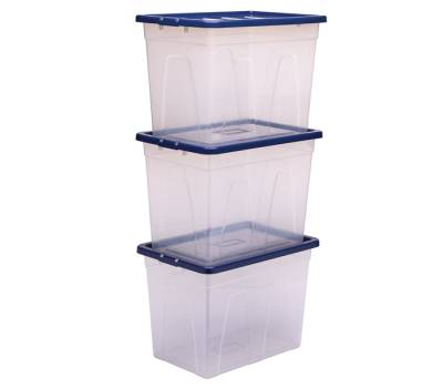 Contenitore multiuso 38 x 56 x 41 cm - 64 lt - PP - con coperchio blu - trasparente - Fellowes - Bankers Box - 100135773 - 43859804863 - DMwebShop - 3