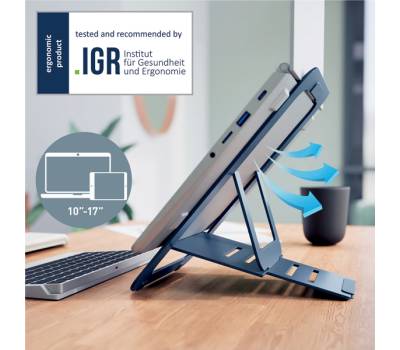 Supporto notebook - regolabile ultrapiatto - grigio scuro - in alluminio - Leitz - 63460089 - 4002432138333 - DMwebShop - 7