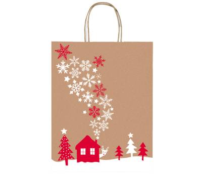 Shopper in carta kraft - con manici - 16 x 21 x 8 cm - fantasia natale - Sadoch - conf. 25 pezzi - Rex Sadoch - SDX16000NAT - 8006715199376 - DMwebShop - 4