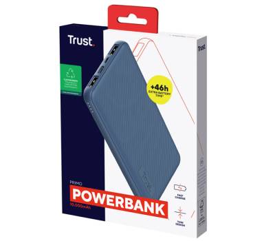 Powerbank Primo - ultrasottile - da 10.000 mAh - blu - Trust - 25028 - 8713439250282 - DMwebShop - 2