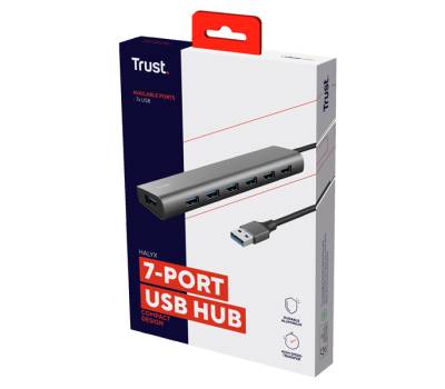 Hub Halyx - 7 porte - USB 3.2 Gen 1 - alluminio - grigio - Trust - 24967 - 8713439249675 - DMwebShop - 3