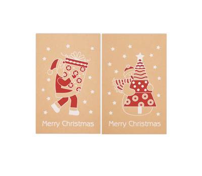 Biglietto Natale doppio 9 x 14 cm cartoncino fantasie assortite avana - 2751