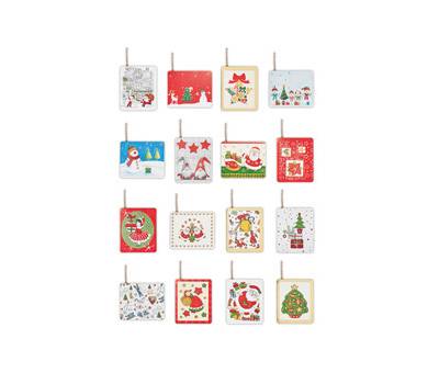 Segnapacco natale con cordoncino fantasie assortite - 2504 Segnapacco natale con cordoncino fantasie assortite - 2504