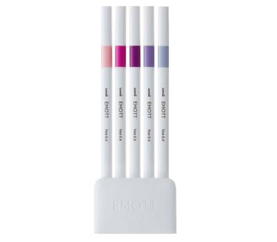 Fineliner Emott - tratto 0,4 mm - colori assortiti floral - conf. 5 pezzi - Uni Mitsubishi - M PEM-SY 5C 7 - DMwebShop - 1