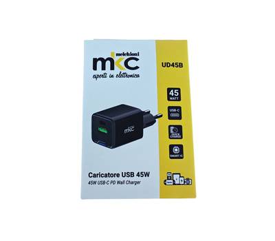 Caricatore USB 45 W 1 USB C 1 USB A nero Melchioni - 3466