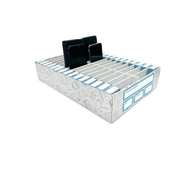 Contenitore portacellulare 30 posti cartone ondulato 26,5 x 38,5 x 8 cm - 3297