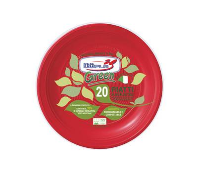 Piatto fondo compostabile diametro 22 cm rosso - 3401