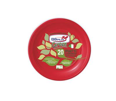 Piatto frutta compostabile diametro 17 cm rosso - 3405