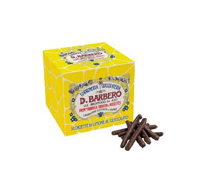 Scorzette di limone candite ricoperte di cioccolato fondente 150 gr Barbero - 3086