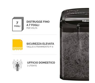 Distruggidocumenti M 7 cm a frammenti nero Fellowes 4701801 - 1360 - 1