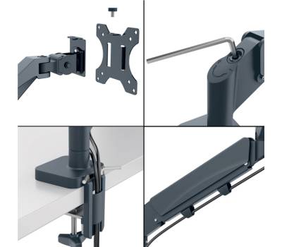 Braccio salvaspazio - per 2 monitor e laptop - grigio scuro - Leitz - 65380089 - 4002432134700 - DMwebShop - 2