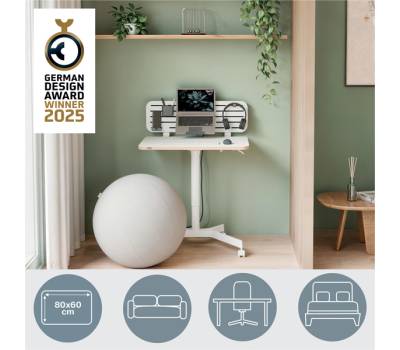 Scrivania Compatta pneumatica Sit Stand mobile 80 x 60 x 75 cm bianco - 1041 - 5 Scrivania Compatta pneumatica Sit Stand mobile 80 x 60 x 75 cm bianco - 1041 - 5