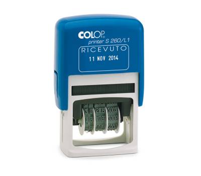 Timbro S260/L1 Datario + RICEVUTO - 4 mm - autoinchiostrante - bicolore - Colop - S260L1.BLS - 9004362301752 - DMwebShop - 1