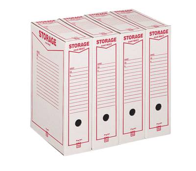Scatola archivio Storage - formato legale - 85 x 253 x 355 mm - bianco e rosso - 1602 Esselte Dox - conf. 32 pezzi - King Mec - 00160200 - 8004389022952 - DMwebShop - 1