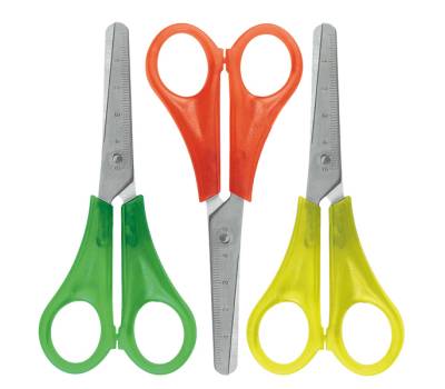 Forbici per mancini centimetrate - 13,5 cm - colori assortiti - barattolo 24 pezzi - Lebez - 409 - 8007509004098 - DMwebShop - 1