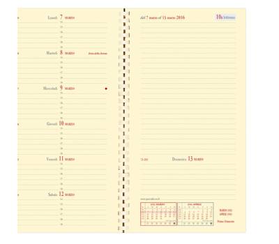 Agenda settimanale Italnote S 2026 con spirale copertina Impala 8,8 x 17 cm nero - 2321 - 2