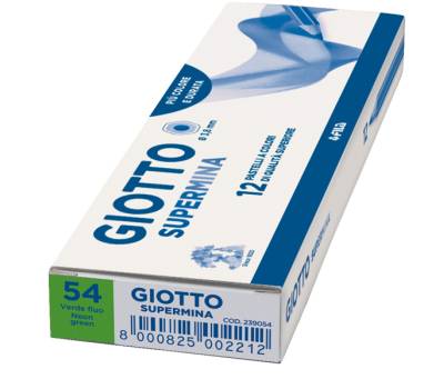 Pastello Supermina - mina 3,8 mm - verde fluo 54 - conf. 12 pezzi - Giotto - 239054 - 8000825045486 - DMwebShop - 1