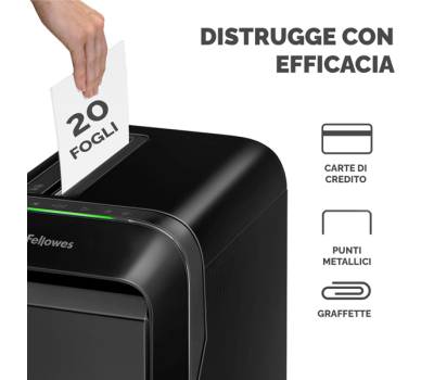 Distruggidocumenti LX-221 - a microframmenti - nero - Fellowes - 5050401 - 50043859751551 - DMwebShop - 2