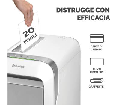 Distruggidocumenti LX-221 - a microframmenti - bianco - Fellowes - 5050501 - 50043859751568 - DMwebShop - 2