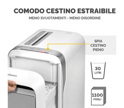 Distruggidocumenti LX-221 - a microframmenti - bianco - Fellowes - 5050501 - 50043859751568 - DMwebShop - 4