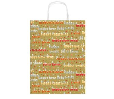 Shopper in carta kraft con manici 26 x 34,5 x 12 cm fantasia natale - 3560 - 5