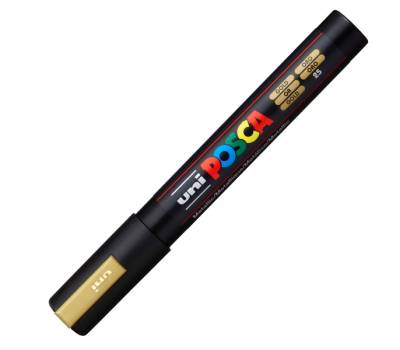 Marcatore a base d acqua Uni Posca PC5M punta tonda media 1,8,2 - 5 mm oro Uni Mitsubishi - 6267 - 1