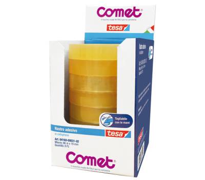 Nastro adesivo - 19 mm x 66 mt - cellophane - trasparente - conf. 8 pezzi - Comet - 64160-00031-02 - 4042448838414 - DMwebShop - 1