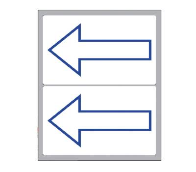 Etichette adesive simbolo freccia blu - alto - in carta - permanenti - 115 x 70 mm - 2 etic. per foglio - 10 fogli - bianco - Markin - 10059 - 8007047038487 - DMwebShop - 1