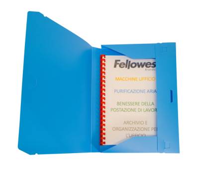Cartella progetto con elastico - 24 x 35 cm - dorso 3 cm - azzurro - conf. 10 pezzi - Fellowes - U140-AZ - 8015687000405 - DMwebShop - 2