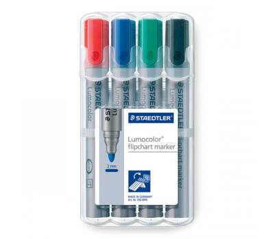 Marcatore Lumocolor Flipchart 356 - punta tonda - tratto 2 mm - astuccio 4 colori - Staedtler - 356WP4 - 4007817356142 - DMwebShop - 1