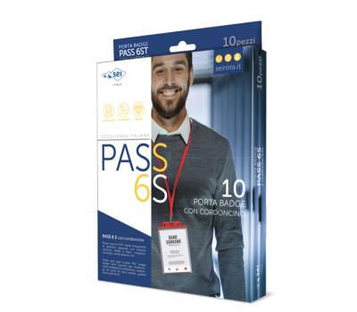 Portanome Pass 6S-P cordoncino rosso - 10 x 15 cm (A6) rosso - conf. 10 pezzi - Sei Rota - 31841612 - 8004972025230 - DMwebShop - 1
