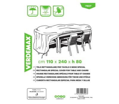 Telo di copertura Special - per tavolo e sedie - 110 x 240 x 80 cm - PU - conf. 3 pezzi - Verdemax - 7927 - 8015358079273 - DMwebShop - 1 Telo di copertura Special - per tavolo e sedie - 110 x 240 x 80 cm - PU - conf. 3 pezzi - Verdemax - 7927 - 8015358079273 - DMwebShop - 1