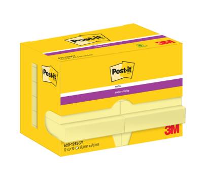 Blocco foglietti Super Sticky - giallo Canary - 47,6 x 47,6mm - 90 fogli - conf. 12 pezzi - Post-it - 7100290190 - 4064035065751 - DMwebShop - 1