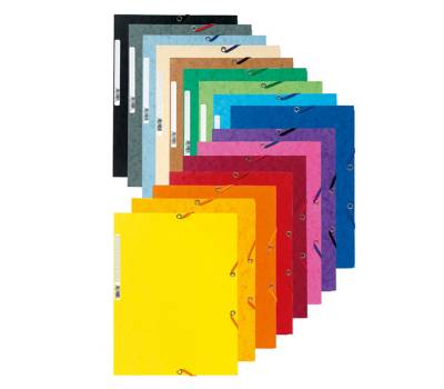 Cartellina con elastico - cartoncino lustre' - 3 lembi - 400 gr - 24 x 32 cm - mix 10 colori - conf. 50 pezzi - Exacompta - 55500E - 3130630555001 - DMwebShop - 1