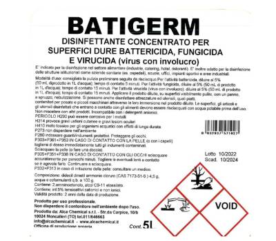 Detergente disinfettante Batigerm Tanica da 5 lt - 8290 - 1 Detergente disinfettante Batigerm Tanica da 5 lt - 8290 - 1