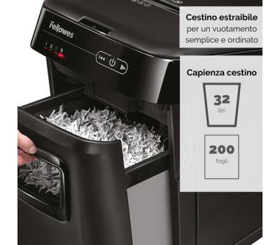 Distruggidocumenti AutoMax 200C - a frammenti - 32 lt - Fellowes - 4653602-99 - 10043859676122 - DMwebShop - 3