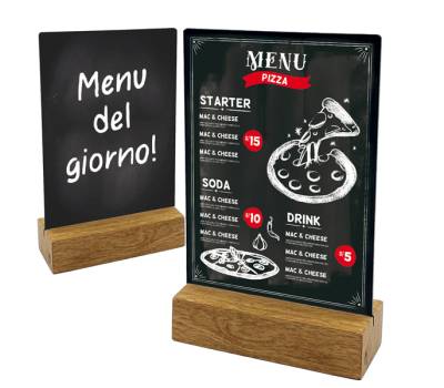 Lavagna da tavolo scrivibile con base in legno massello A6 10,5 x 15 x 4 cm - 11998 - 1