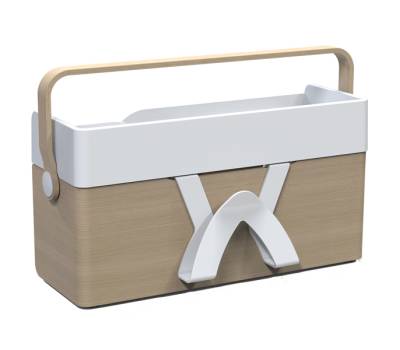 Organizer portatile da scrivania Ergobox S - 42,5 x 23 x 15 cm - legno-PET-ABS - legno-bianco-grigio - Alba - DKBOX - 3129710017713 - DMwebShop - 2